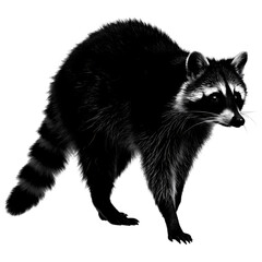 Obraz premium Nocturnal Prowler A Monochrome Raccoon Illustration