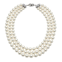 Obraz premium Elegant multi strand pearl necklace isolated on transparent background