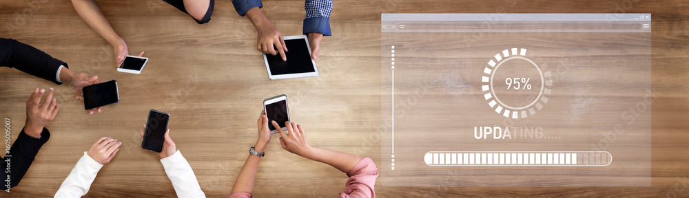Poster knowledge upgrade and software updates support digital skills growth, competitiveness, and continuou