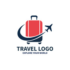 Travel bag logo vector template. logo for travel label, tourism, journey posters, airways identity, and tech transportation