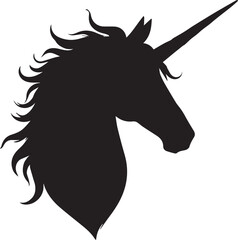 Unicorn Head Silhouette Vector Fantasy Black Design