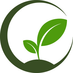 Green Sprout in Crescent Circle Logo