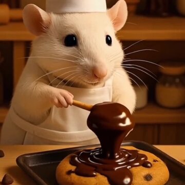 Adorable Hamsters Baking Cookies in a Miniature Kitchen,Hamsters' Homemade Cookie Adventure,generative ai

