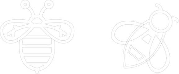 Art & IllustBee icon set.Honey bee icon vector silhouette illustration isolated on white background.Whimsical bee icons set.Set of cute bee illustration designs.set of party.Linear style nature,ration