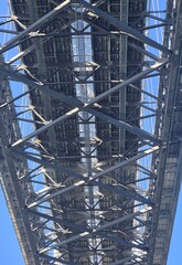Repeating Concrete Beams Under Bridge – Industrial Symmetry and Urban Perspective Captured from...