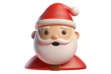 Cartoon Santa Claus head with red hat isolated on a transparent background