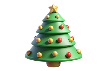 Stylized Christmas tree with ornaments isolated on a transparent background 1