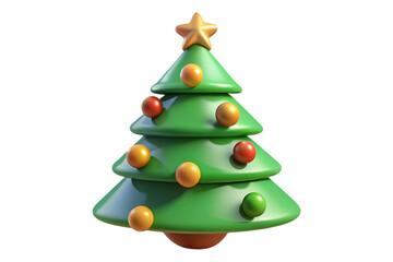 Stylized Christmas Tree with Ornaments isolated on a transparent background 2