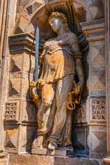Architectural fragment of Leiden City Hall (Stadhuis). The facade of the City Hall dates from 1595.