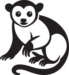 Kinkajou animal graphic black and white, Tree-dwelling primate vector illustration