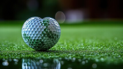Golf ball, heart shape, green earth