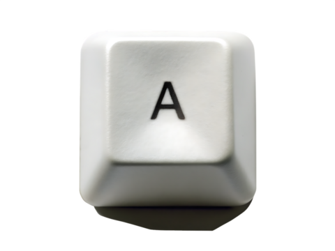  a single white computer keyboard keycap showing isolated  on white background PNG, AI GENERATED