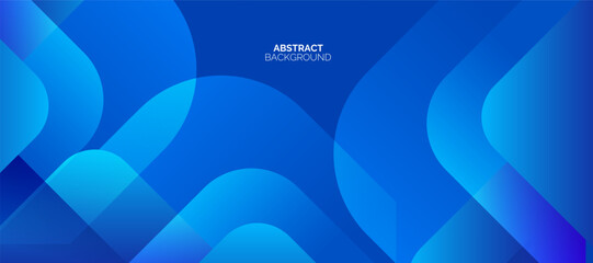 Abstract blue horizontal banner background with glowing blue geometric square shapes. Modern graphic design. Suit for header, cover, presentation, business, corporate, website