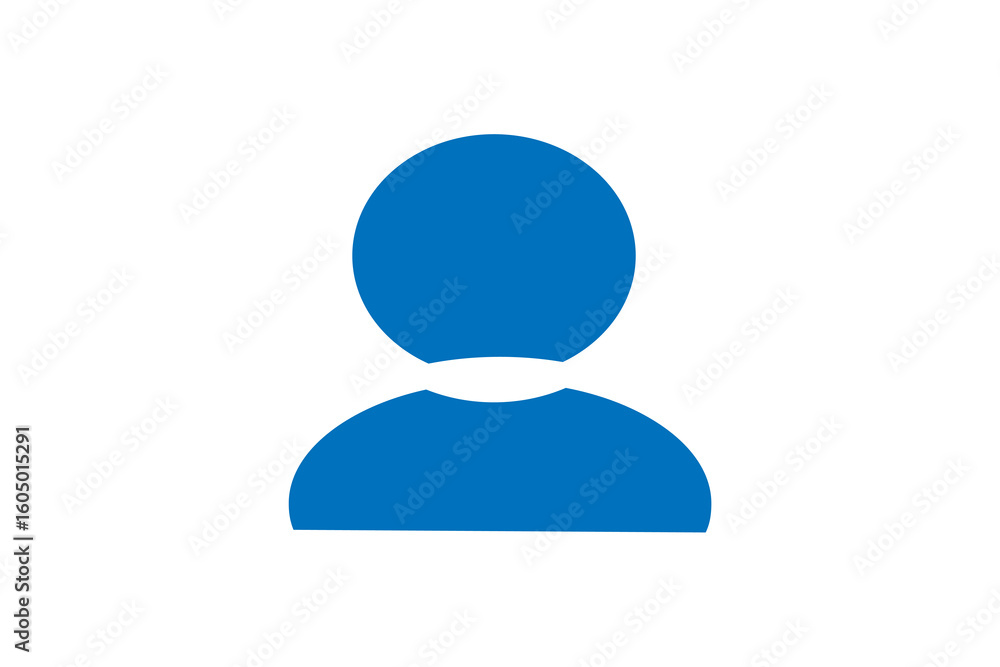 Poster the image shows a solid blue user icon on a white background. the design consists of a filled circle