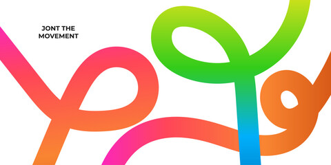 Abstract Background with Color Gradient Lines. Wavy Ribbons. Rainbow Graphic Shapes. Spiral Curve Fun Confetti. 3D Wavy Rainbow Lines. Vector Geometric Design Elements