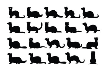 Collection of silhouettes of guinea pigs in various poses and styles showcasing their adorable round shapes
