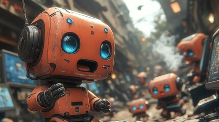 Cute robot in urban environment