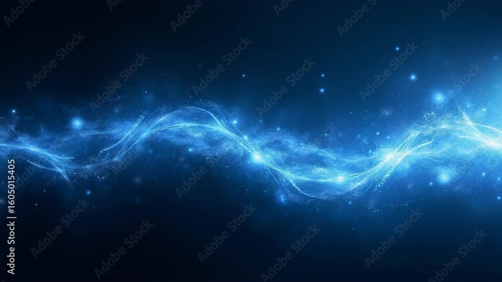 Poster a mesmerizing abstract image capturing a blue energy wave against a dark background. the glowing lin