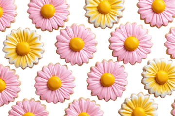 Floral sugar cookies arranged in a grid pattern