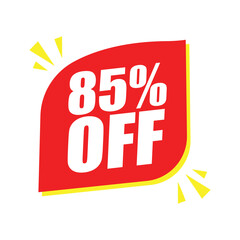85% Off Red Badges – 85% Discount Sticker for Sales, Offers, and Promotions