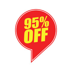 95% Off Red Badge– 95% Discount Sticker for Sales, Offers, and Promotions
