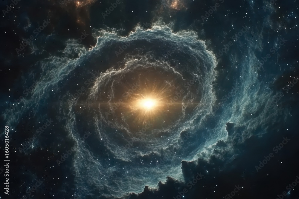 Aufkleber rotating nebula showcasing swirling gases and distant stars in the cosmos, an animated rotating nebu