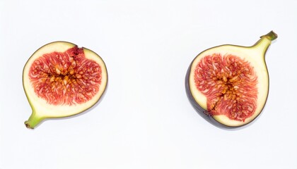 Vibrant fresh fig halves showcase juicy texture and natural beauty, perfect for culinary inspiration.