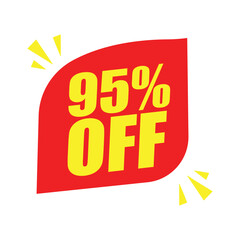 95% Off Red Badge– 95% Discount Sticker for Sales, Offers, and Promotions