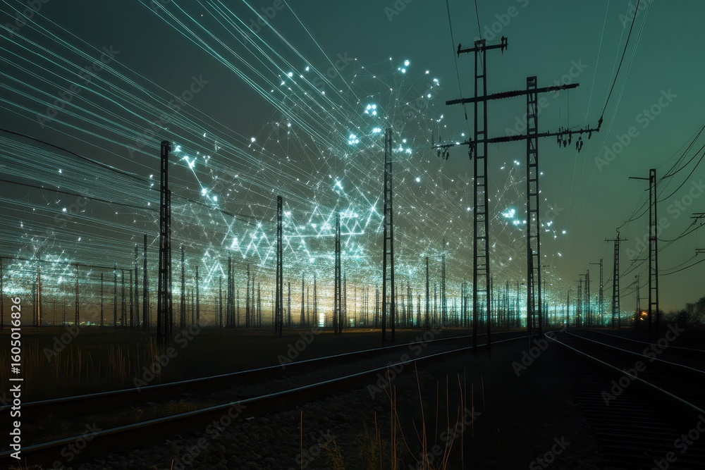 Poster innovative grid analysis enhancing data processing efficiency in urban environments at night, scope 