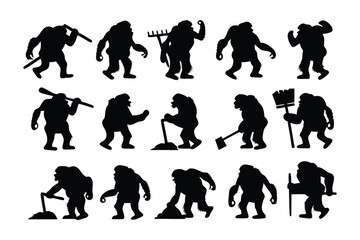 Collection of silhouette unicorns and horses in various dynamic poses against a white background