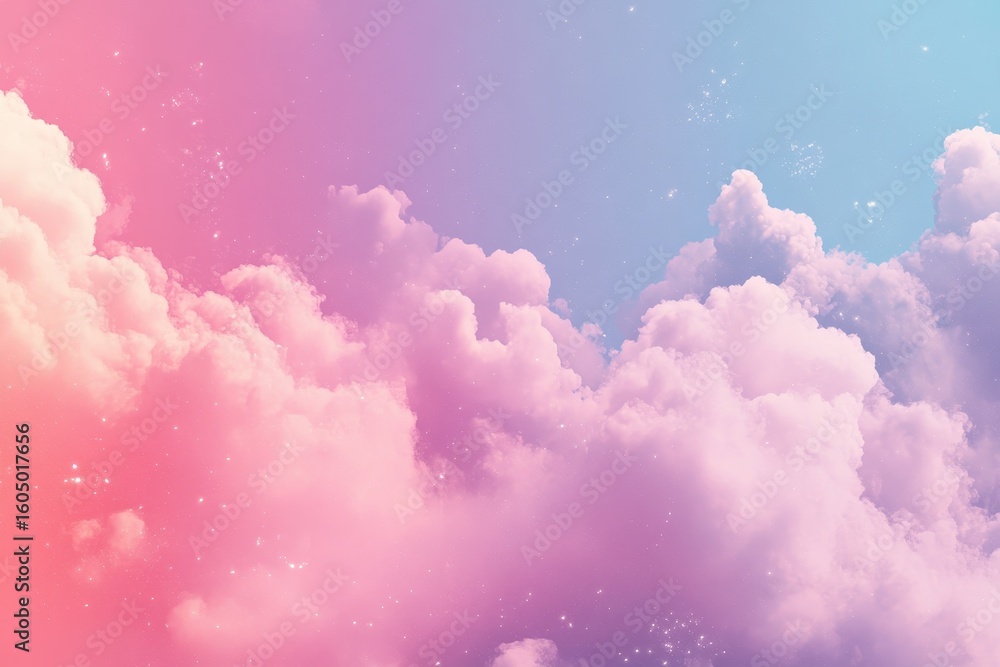 Aufkleber serene pastel clouds floating in a dreamy gradient sky during daylight, cloud particles background a