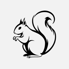 Squirrel Isolated Black Icon Animal Symbol Squirrel Logotype Illustration Design