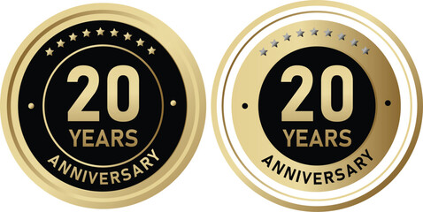 20 Years Anniversary Label Icons for Long-Term Business Recognition
