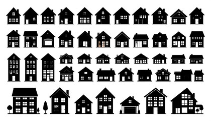 Collection of black silhouette houses (1)