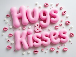 Pink Hugs  Kisses Clay Art.