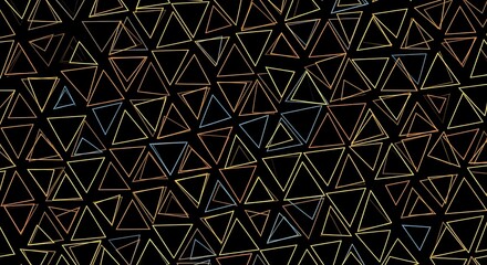 Colorful triangle pattern on black background.