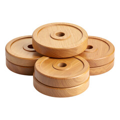 Round Wooden Discs Stacked Natural Grain Rustic Fine Wood Grain Craft on transparent background