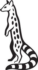 Quoll silhouette with striped tail black and white, Marsupial animal vector graphic design