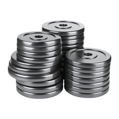 Stacked Metallic Weights Fitness Strength Workout Powerlifting Training on transparent background