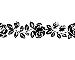 minimalist floral rose border with leaves