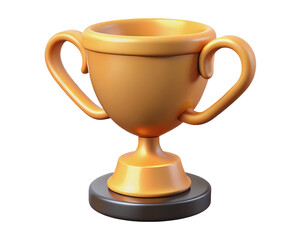 3D Trophy Cup with Star Symbol on White Background PNG