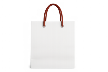 Shopping bag with red handles isolated on transparent background, perfect for showcasing your designs or branding