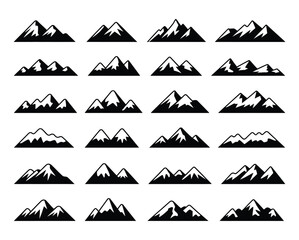 minimalist black and white mountain silhouette collection