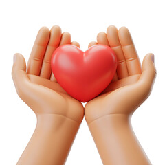 Obraz premium Caring hands gently cradle a vibrant red heart symbolizing love, health, and compassion.