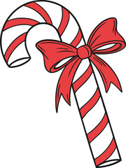 Candy Cane Silhouette, Candy Cane SVG Cutting File, Christmas peppermint candy cane with stripes flat vector icon