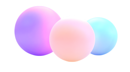 Ambient glowing spheres in purple on white background 