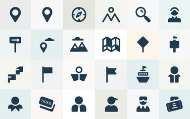 Fototapeta premium Travel icons navigation adventure exploration vector