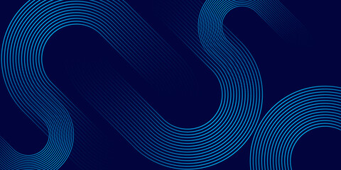 Dark Tech Background with Blue Curved Striped Lines and Futuristic Flow Design