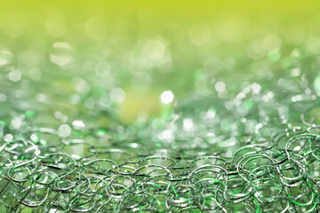 Abstract texture. Close-up of metal wire. Colored lighting. Macro photography