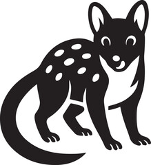 White background with spotted quoll design, Minimalist black animal vector